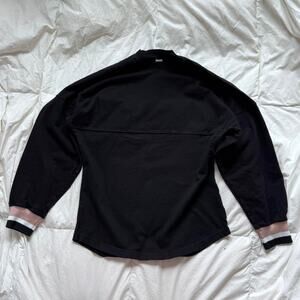 spirit jersey Oversized black crewneck long sleeve shirt sz xs stripped cuffs